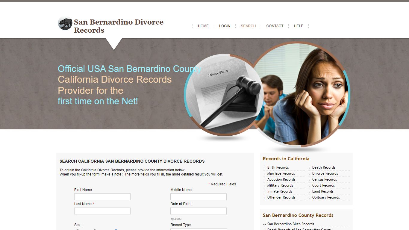 Search California San Bernardino County Divorce Records